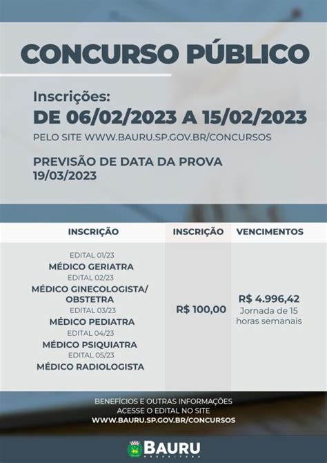 Prefeitura de Bauru vai abrir inscrições de concursos para médico