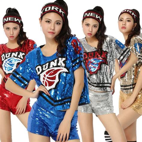 Women Lady Hip Hop Shine Sequined Dance Tops Performance Clothes Girls