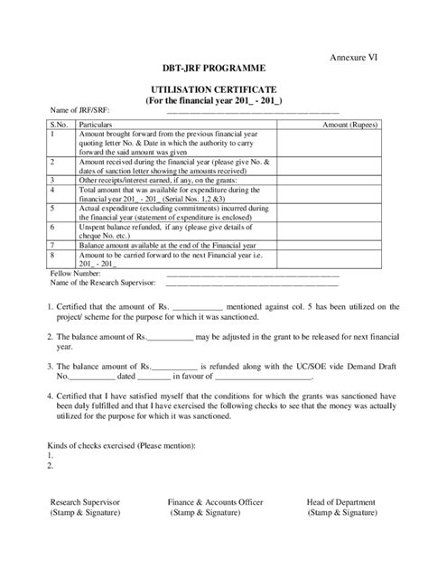 Fillable Online Annexure Iv Department Of Biotechnology Fax Email