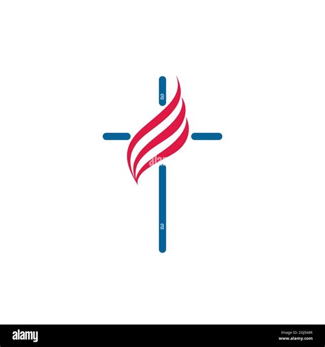 Cross On Fire Christian Church Logo Vector Icon For Christian