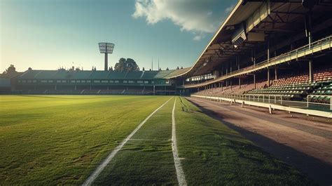 classic baseball stadium view  green field premium ai generated image