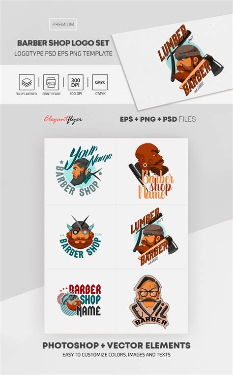 Barber Shop - PSD+ EPS + AI Logo Template Set - 10033178 | by ElegantFlyer