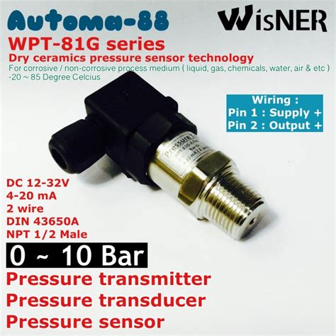 Jual Pressure Transmitter 0 10Bar Transducer 10 Bar 4 20mA DC 12V 24V