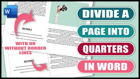 How To Divide A Page Into Quarters In Word Word Tutorials Youtube