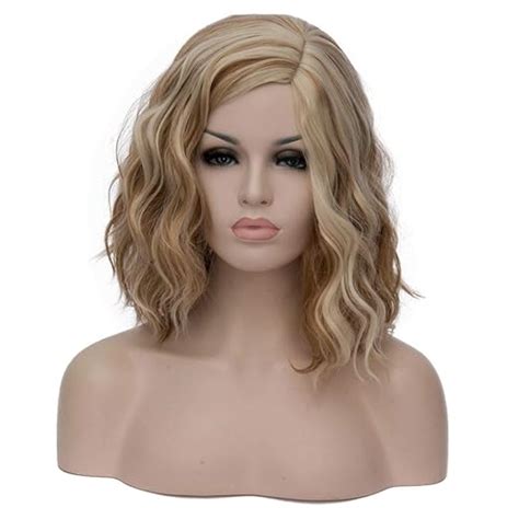 Beron 14 Women Girls Short Curly Bob Wavy Wig Body Wave Halloween Cosplay Daily