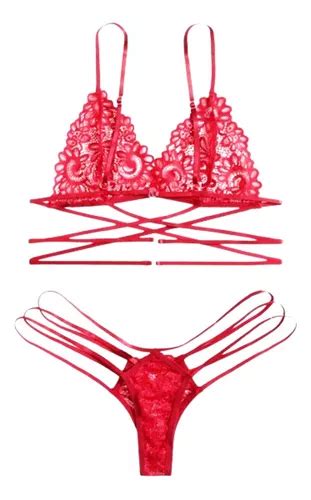 Bralettes Encaje Lenceria Erotica Conjunto Sexy Rojo Mercadolibre