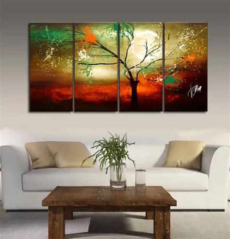 Quadro Albero Astratto Arancione E Tortora Artaminix