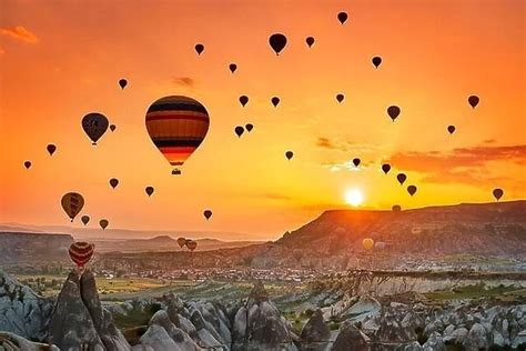 Hot Air Balloons At Sunrise Goreme Cappadocia Turkey