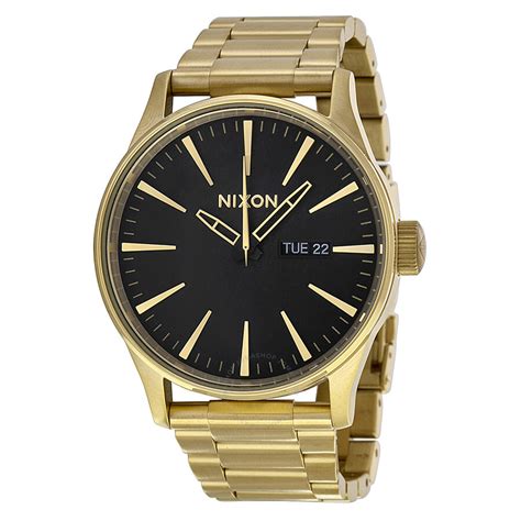 Nixon Sentry Black Dial Gold Tone Mens Watch A356510 882902335882