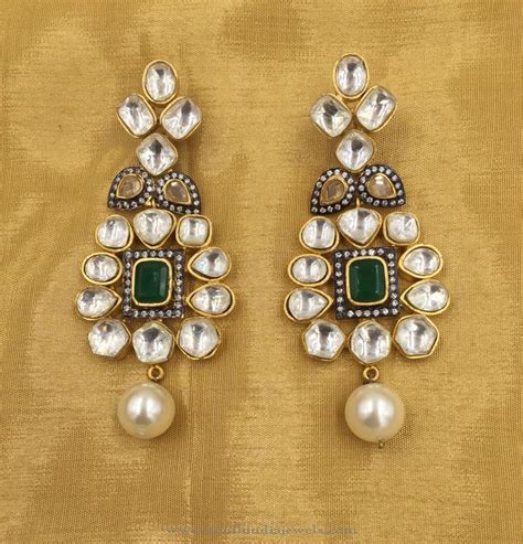 Gold Plated Kundan Earrings South India Jewels