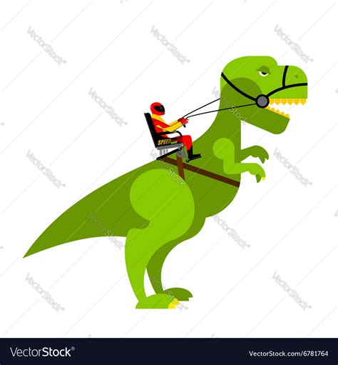 Dinosaur Rider Man Sits On Back Of Huge Wild Vector Image