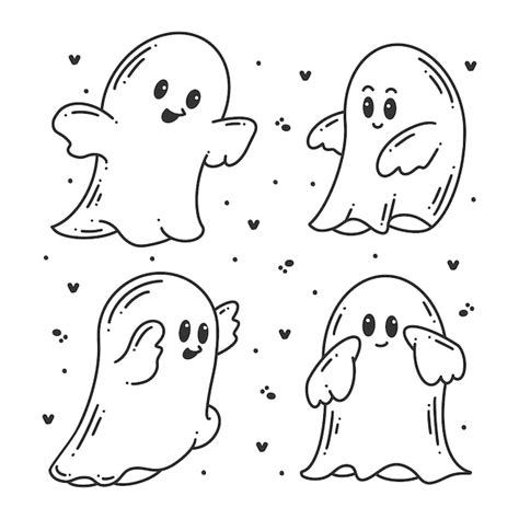 Premium Vector Hand Drawn Halloween Cute Ghost Doodle Collection