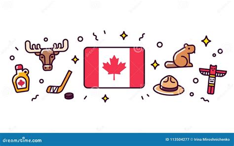 Canada Symbols Illustration Cartoon Vector 113504277