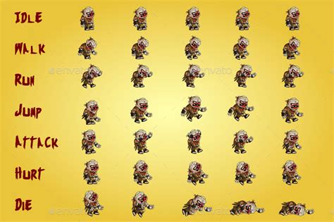 Zombie 2d Game Character Sprite Sheet By Craftpixnet Graphicriver