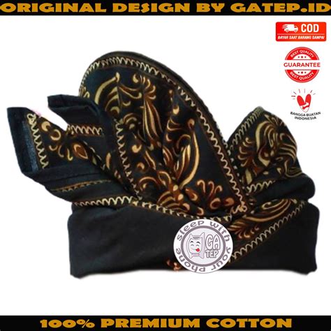 Jual Udeng Batik Bali Hitam Katun Motif Ukiran Samblung Setengah Jadi