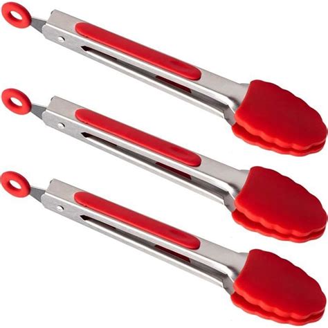 Lot de 3 pinces à barbecue avec pointes en silicone 17 8 cm Petite