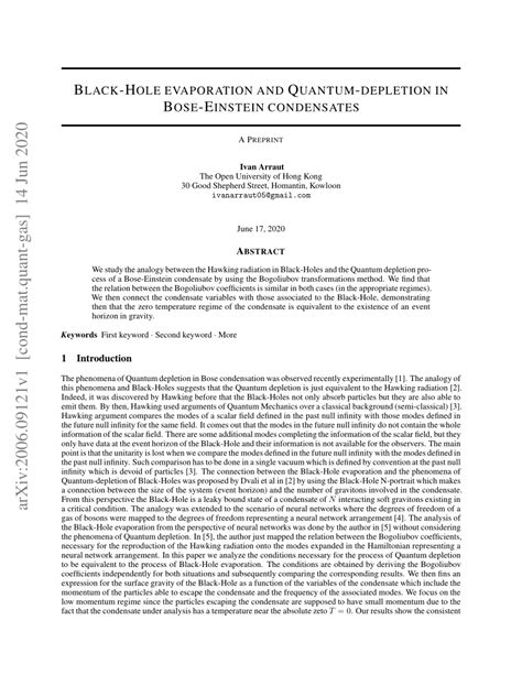 (PDF) Black-Hole evaporation and Quantum-depletion in Bose-Einstein condensates