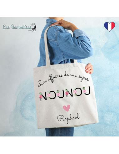 Tote Bag Personnalisé Nounou Lettres Fleuries Les Bambetises