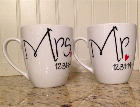 Mr And Mrs Wedding Coffee Mugs Personalized With Wedding Date