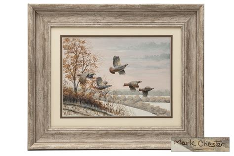 MARK CHESTER F W A S TAKING FLIGHT RED LEGGED PARTRIDGES An