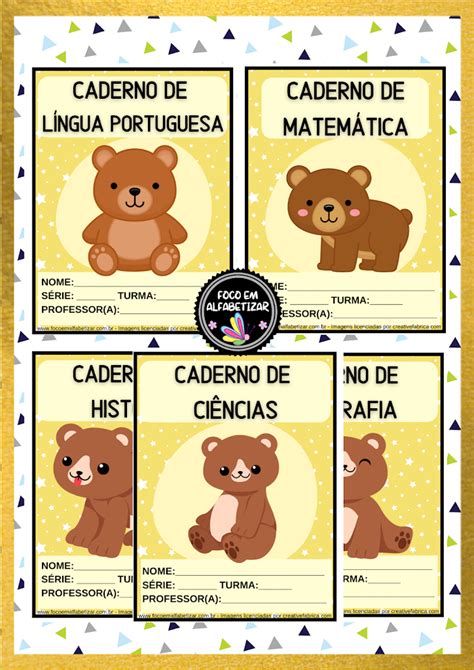 Capas De Caderno Tema Ursinhos