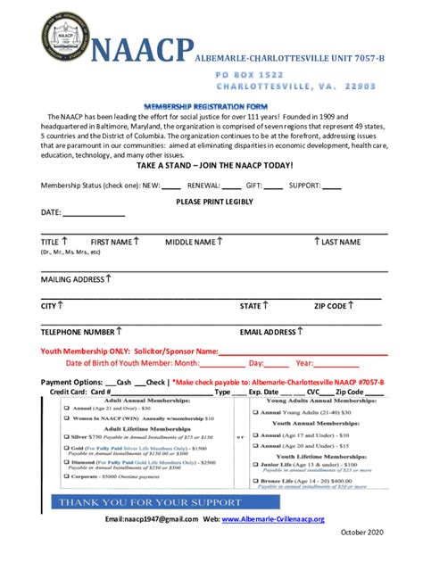 Fillable Online NAACP 7057B Membership Registration Form Fax Email