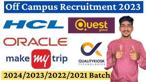 Hcl Tech Off Campus Drive Quest Global Recruitment Oracle