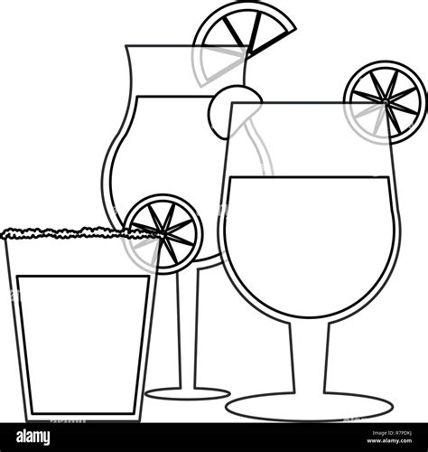 Cócteles y bebidas en blanco y negro Imagen Vector de stock Alamy