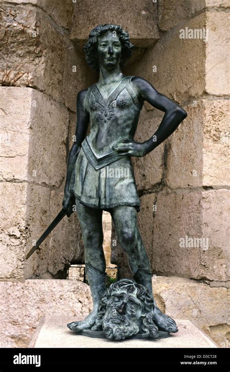 Bronze statue of King David displayed in Tower of David or Jerusalem ...