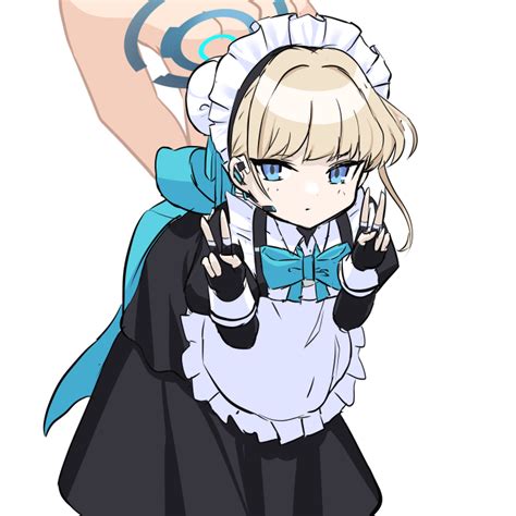 Safebooru 1girl Apron Bangs Black Dress Black Gloves Black Skirt Blonde Hair Blue Archive Blue