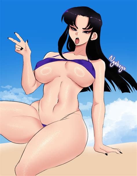 Hentai Busty Girl Girl D Beach Big Breasts Bikini Black Hair