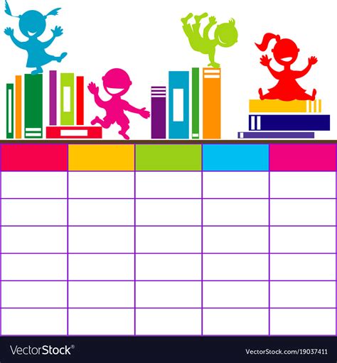 School timetable with books and cartoon kids Vector Image