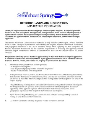 Fillable Online Steamboatsprings Historic Landmark Application