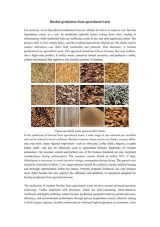 biochar production  agricultural wastepdf