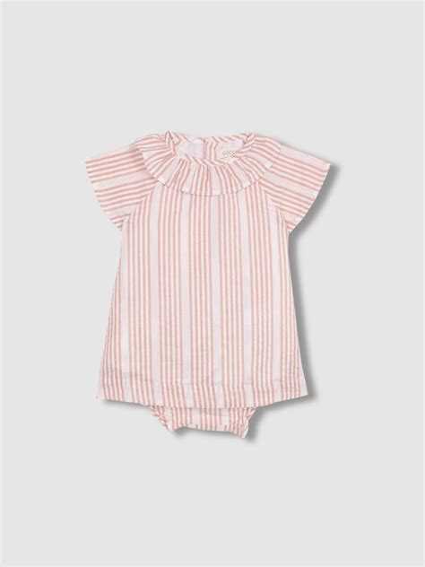 Vestido Corto De Rayas Nude Gocco