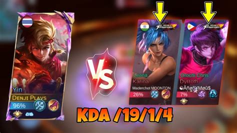 Yin Vs Kof Skin Duo Karina And Dyrroth Crazy Match Must Watch