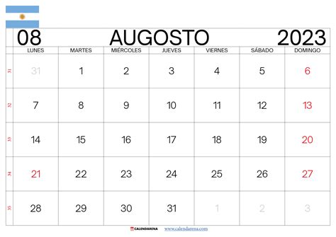 Descargar Calendario Agosto 2023 Argentina