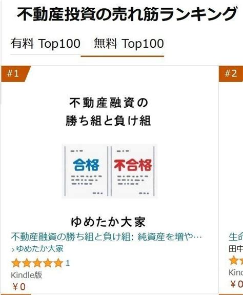 「不動産融資の勝ち組と負け組 純資産を増やすためには」 私の作成した0円kindle（キンドル本）ですが 「5」の評価をいただきました