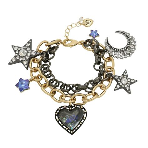 Betsey Johnson Womens Celestial Mixed Charm Bracelet In Betsey