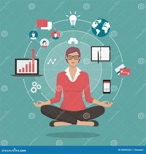 Businesswoman Practicing Meditation Stock Vector Illustration Of Focus Contemplation 92095202