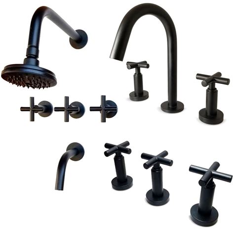 Combo Griferia Lavatorio Bidet Ducha Lamy Black Aqualaf Negro Mate