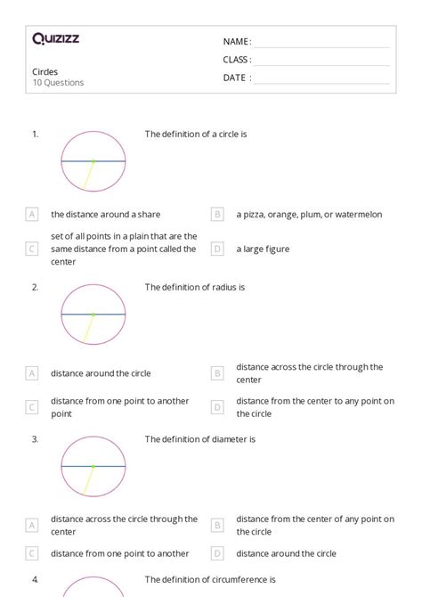 Circles Worksheets For Th Grade On Quizizz Free Printable