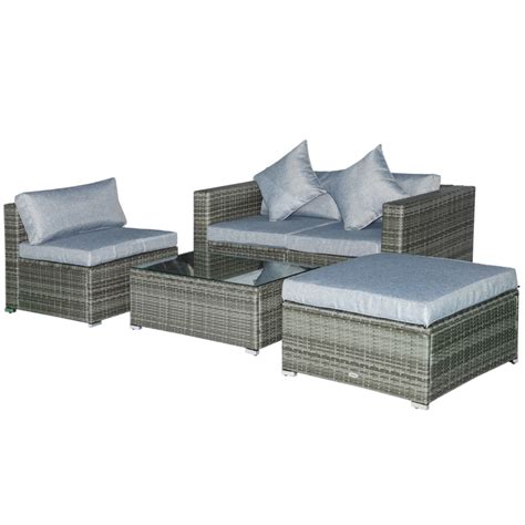 Light Grey Rattan Sofa Set | Baci Living Room