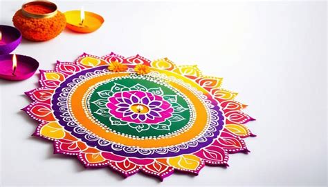 Premium Photo | View of Colorful Diwali rangoli