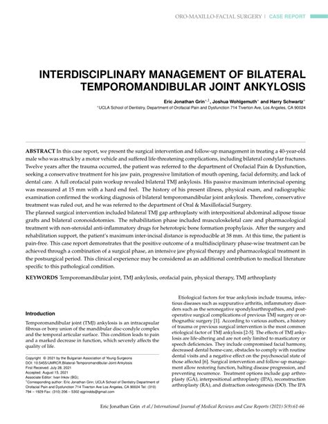 Pdf Interdisciplinary Management Of Bilateral Temporomandibular Joint