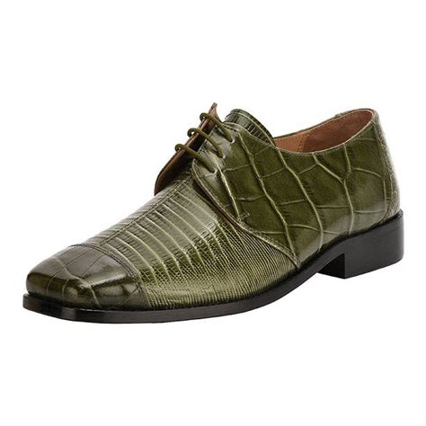 Libertyzeno Mens Genuine Leather Male Oxford Style Lace Up Dress Shoes Olive