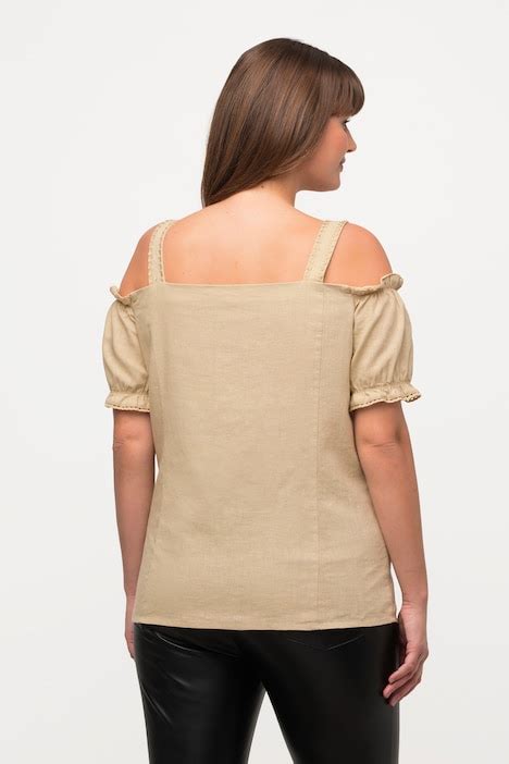 Blusa In Tradizionale Stile Tracht In Misto Lino Con Pizzo