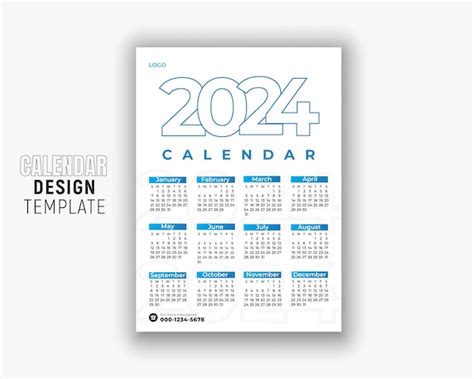 Premium Vector Modern New Year Calendar Design Template 2024