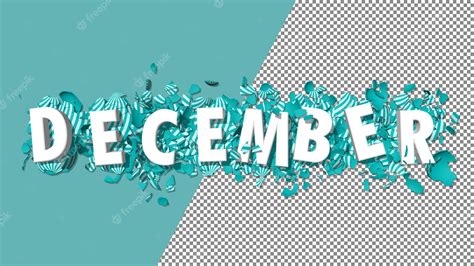 Premium Psd December Cyan Color 3d Text Isolated On Easters Broken