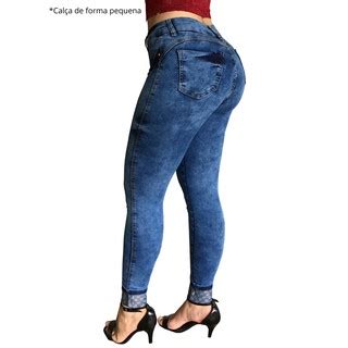 Cal A Jeans Feminina Cintura Alta Hot Pants Empina Bum Bum Barra